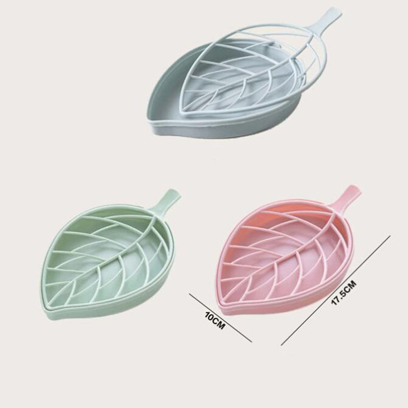 Double-layer Leaf Drain Soap Box for Bathroom 1pc