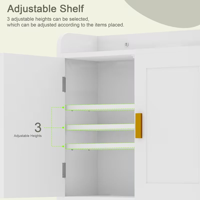 Wall-Mounted Storage Cabinet for The Bathroom, Featuring Adjustable Shelves And a Towel Bar - Ideal for Hanging in The Bathroom, Laundry Room, Or Living Area, in White Color - a Great Gift Option