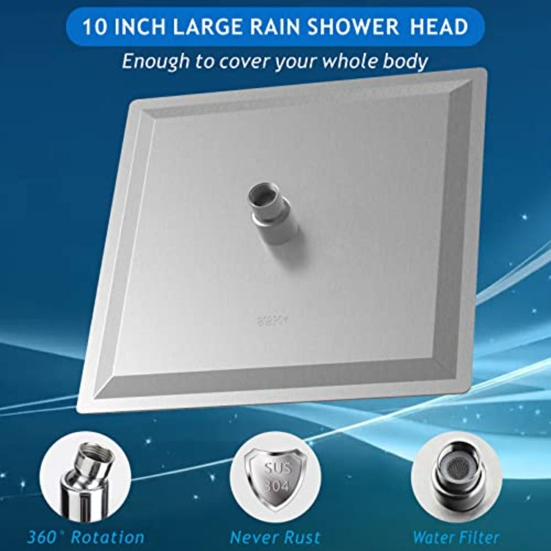 Rain Shower Head with 5'' Shower Arm Stainl Steel High Prure Rainf Shower Head Comfortable Shower Experience Even at Low Water Flow Square Brushed Nickel