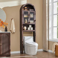 Modern Bathroom Organizer Shelf Designed to Fit Over The Toilet, Featuring Acrylic Doors And an Adjustable Wooden Shelf for Compact Storage