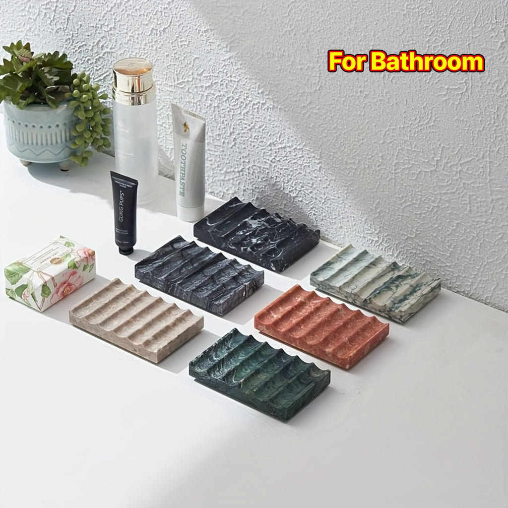 Marble Soap Dish 1pc Marble Soap Dish, Marble Look Soap Dishes For Bar Soap, Shower Soap Holder Sponge Holder Soap Tray Soap Savers For Bathroom Shower Kitchen - White