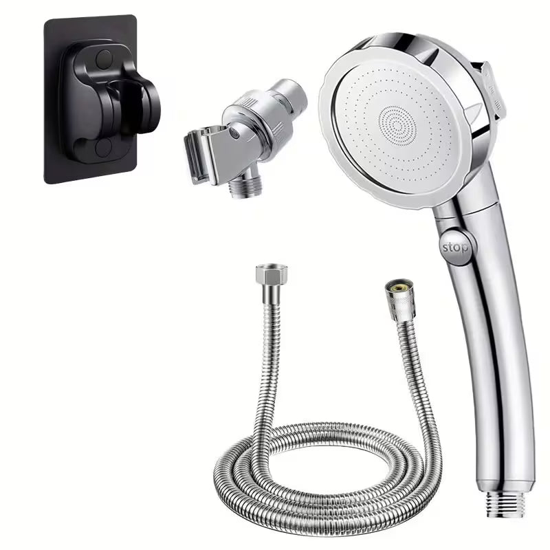 4pcs Set Featuring a silvery Handheld Showerhead with Multiple Spray Modes, Easy to Install And Perfect for Bathroom Upgrades