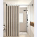 1pc Sycamore Apricot Linen Small Hole Bathroom Curtain Home Decoration Curtain Imitation Linen Fabric with 12 C-shaped Hooks