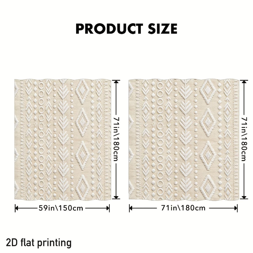 2D Flat Printing Shower Curtain, Integrated 2D Flat Printing Shower Curtain, Featuring Bohemian Geometric Design, Ideal for Modern Bathrooms, Bohemian Bath Areas, Fashionable Hotel Decor, Suitable for Home And Hotel Managers
