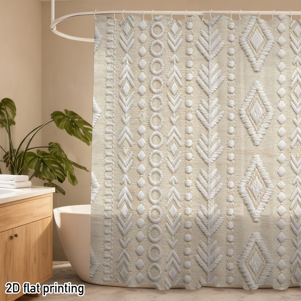 2D Flat Printing Shower Curtain, Integrated 2D Flat Printing Shower Curtain, Featuring Bohemian Geometric Design, Ideal for Modern Bathrooms, Bohemian Bath Areas, Fashionable Hotel Decor, Suitable for Home And Hotel Managers