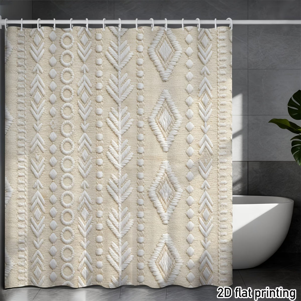 2D Flat Printing Shower Curtain, Integrated 2D Flat Printing Shower Curtain, Featuring Bohemian Geometric Design, Ideal for Modern Bathrooms, Bohemian Bath Areas, Fashionable Hotel Decor, Suitable for Home And Hotel Managers
