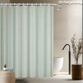 1pc Shower Curtain with 2D Flat Printed Design in Light Green And Light Gray Vertical Stripes, Featuring Hooks. Made of Polyester Fabric, Suitable for Windows And Walls, Bathtubs, And Bathroom Home Decor. Universal for All Seasons