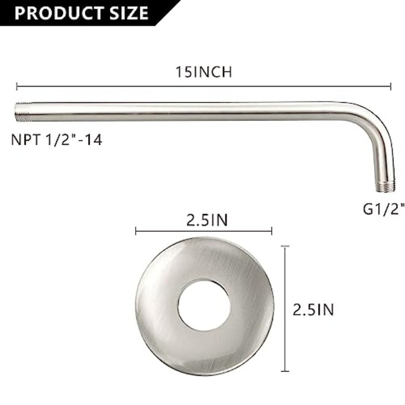 Rain Shower Head with 5'' Shower Arm Stainl Steel High Prure Rainf Shower Head Comfortable Shower Experience Even at Low Water Flow Square Brushed Nickel