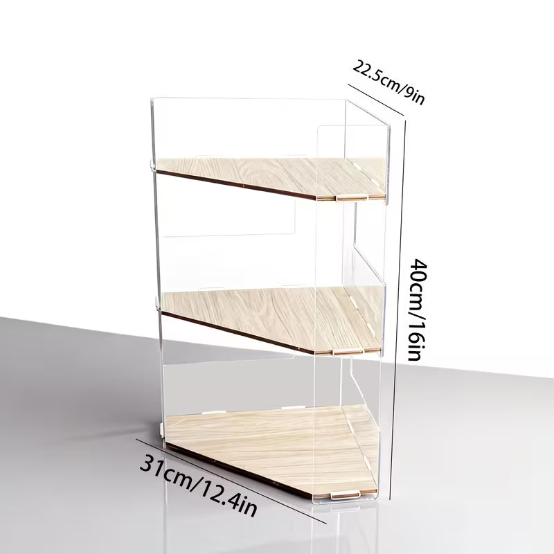 3-Tier Corner Bathroom Storage Rack, Fashionable Floating Shelf Organizer for Cosmetics, Perfumes, And Personal Care Items, Compact Countertop Tray for Bathroom, Vanity, Kitchen, Bathroom Trays