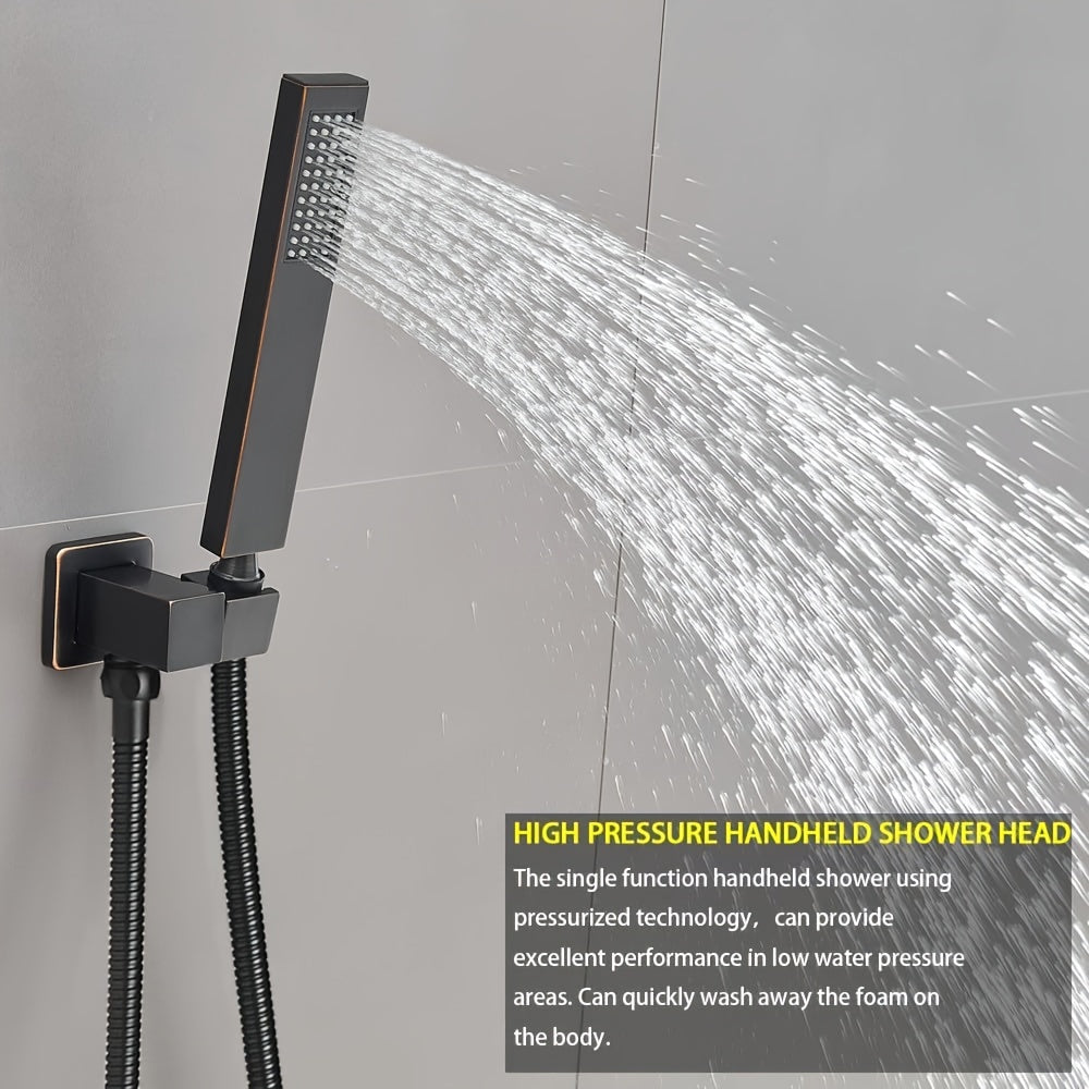 Brushed Golden Shower  Set with Tub Spout Bathroom Rainfall 12 Inch Shower Head System with Handheld Single Handle Shower Trim Kit with Rough-in Valve