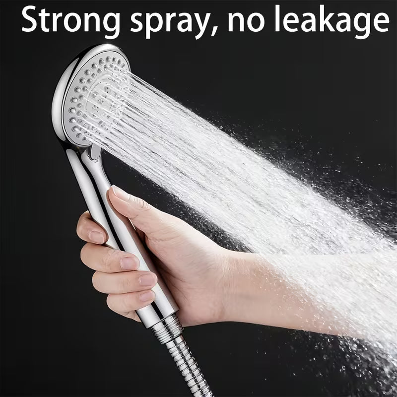 5-Setting Shower Head 3pcs Set: 5-Mode Shower Head + 59.06inch Shower Hose + Universal High-Quality Shower Bracket. Pressurized Water-Saving Shower, ABS Durable Leak-Proof Material, Five Modes with Pressurization, Easy to Install, Convenient to Use