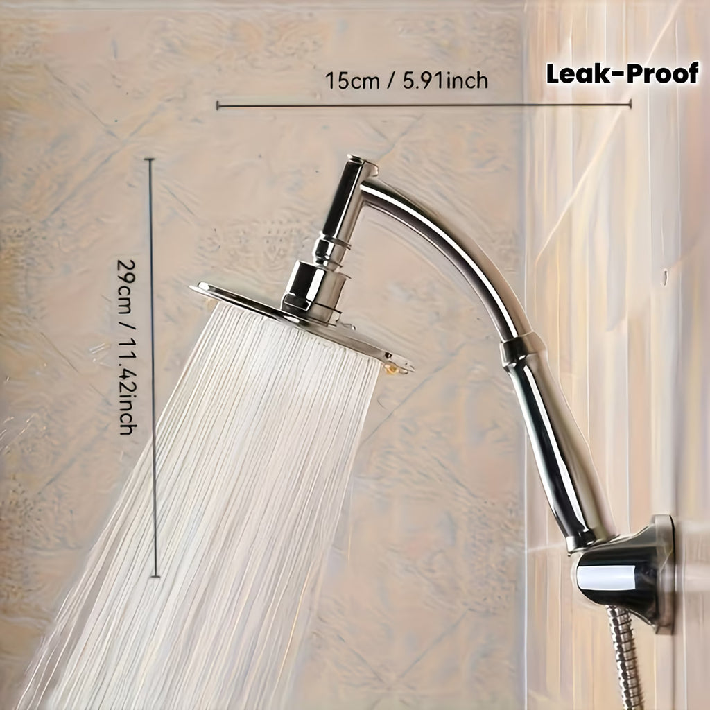 Large Panel Pressurized Top Spray Shower System with Chrome Shower Head & Stainless Steel Hose - High Quality, Leakproof Wall-Mounted Rainfall Shower Fixture, Interface Suitable for Bath, for Bathroom Accessories,for Shower Use Only