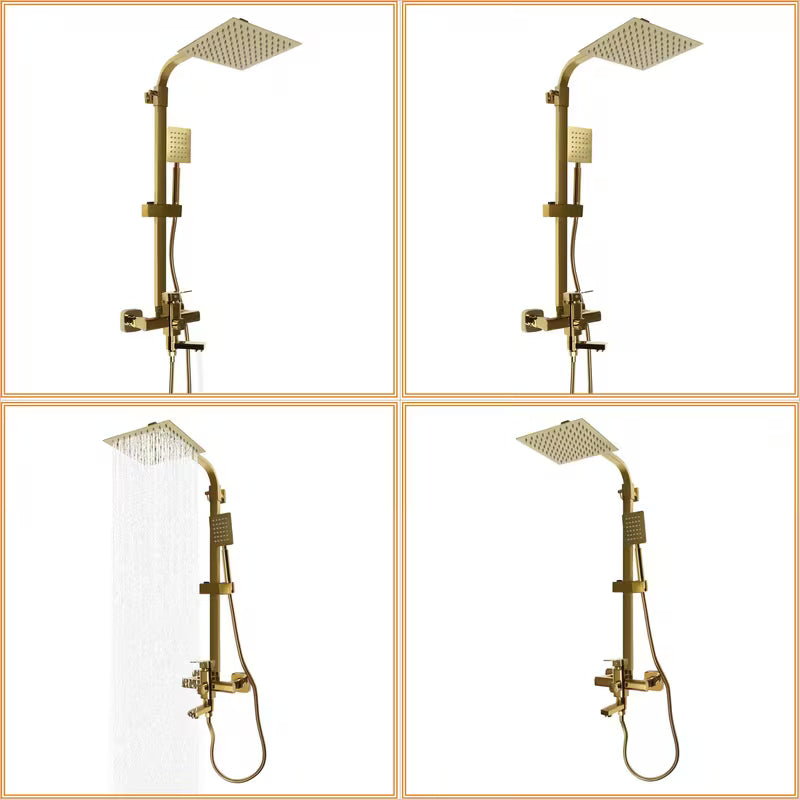 Wall-Mounted Modern Luxury Shower System Suitable for Homes - Brass Wall-Mounted Multi-Flow Shower Set with Adjustable Height Column, 360° Rotatable Top Shower & Handheld Shower