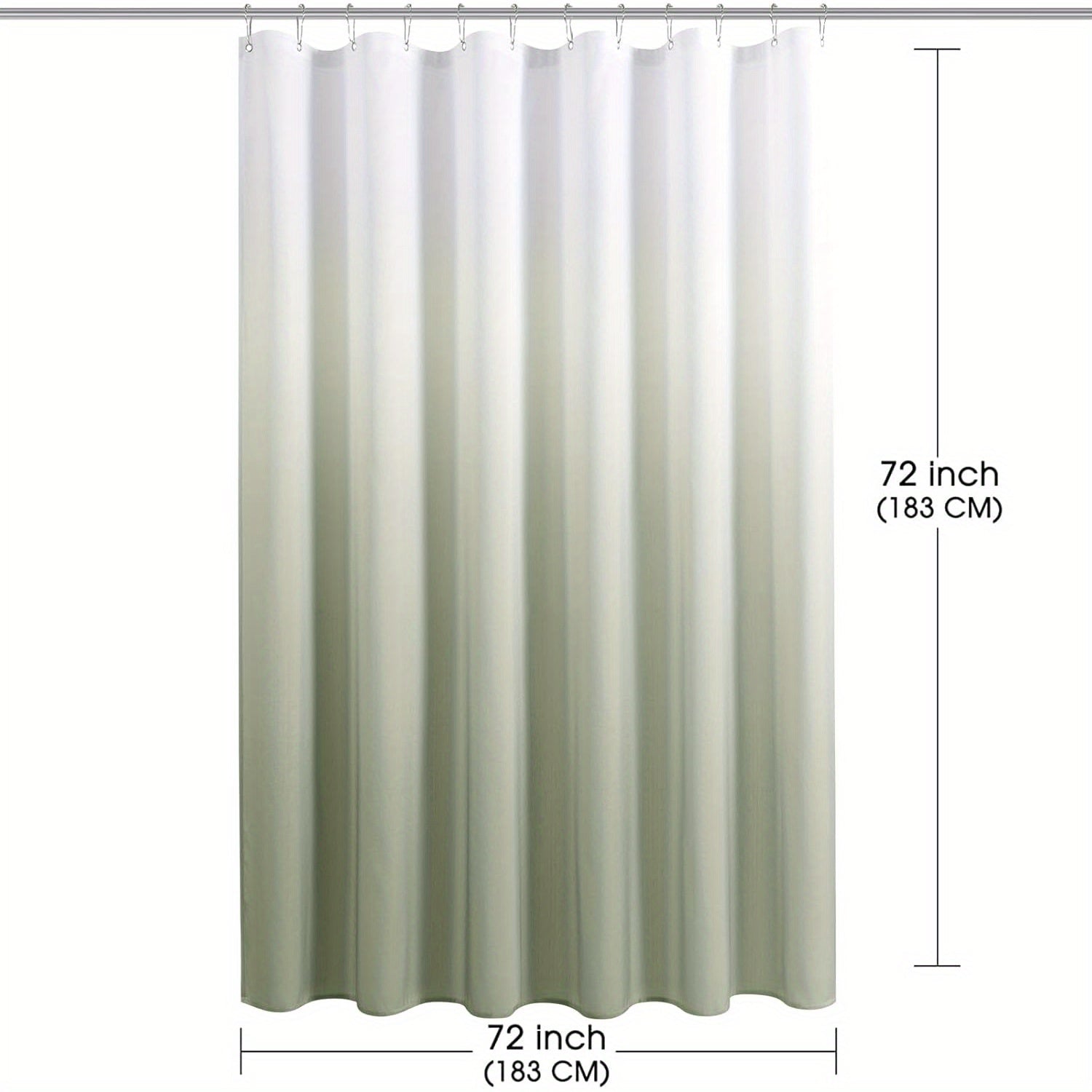 Sage Green Shower Curtain, Polyester Ombre Shower Curtains for Bathroom, Green and White Gradient Fabric Bathroom Decor Bath Set, Washable, 72 x 72