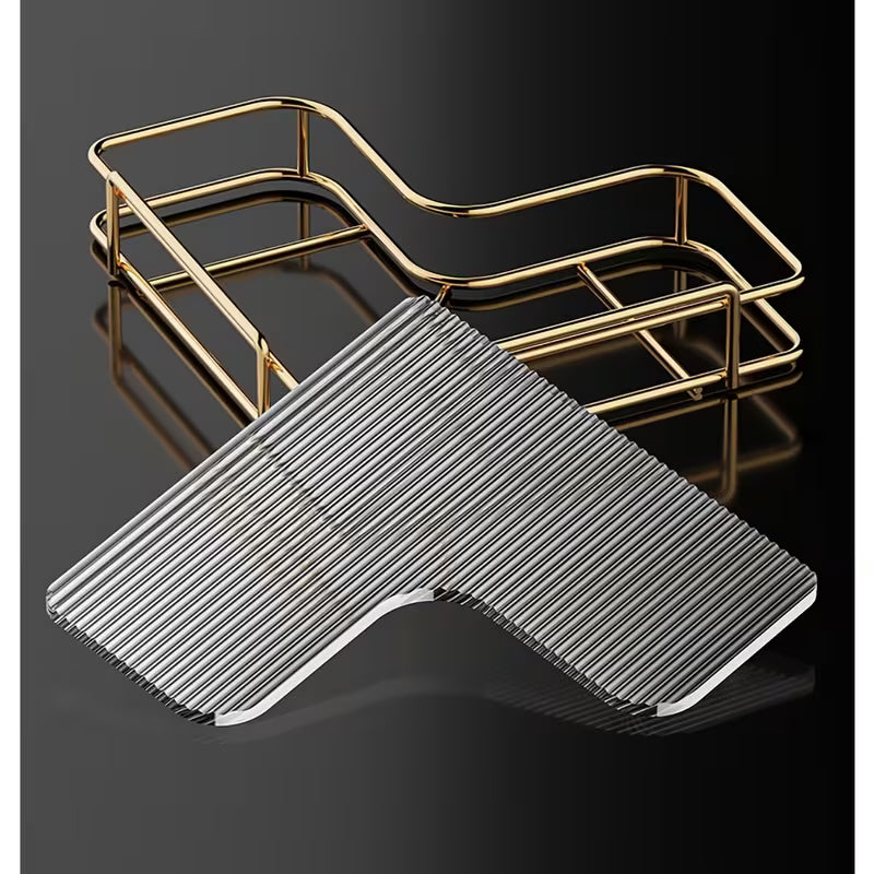 Set of 2 Chic Golden Corner Shelves, Adhesive Wall-Mounted Storage Solution, Ideal for Beauty And Personal Care Products, Trendy Bathroom Organizer