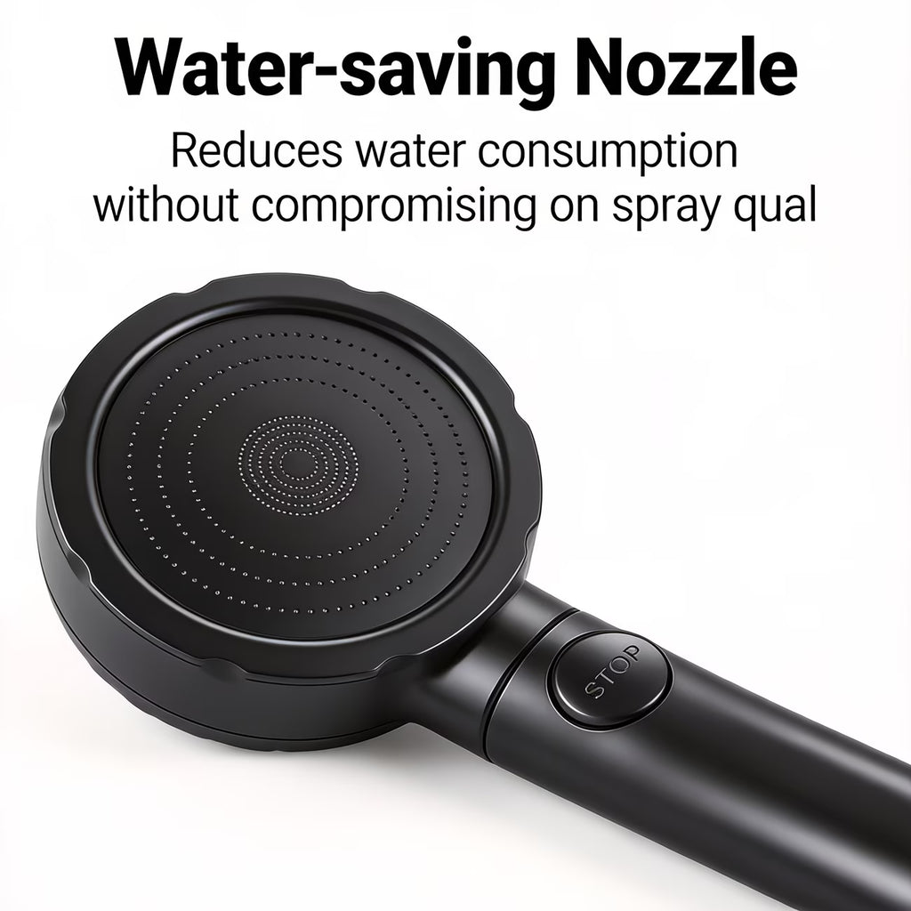 Set of Three High-Pressure Black Shower Heads Featuring a One-Touch Stop Function And a Strong Spray; Matte Black Handheld Shower with Hose, Perfect for Upgrading Your Bathroom. for Shower Use Solely For shower use solely