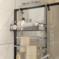 Shower Door Hanging Organizer, No Drilling Required Bathroom Storage Rack - Space Saving Adjustable Multipurpose Shower Rack for Shampoo, Soap, Towels, Razors - Rust-Proof Aluminum Bathroom Accessories, Gunmetal Gray, Shower Caddies