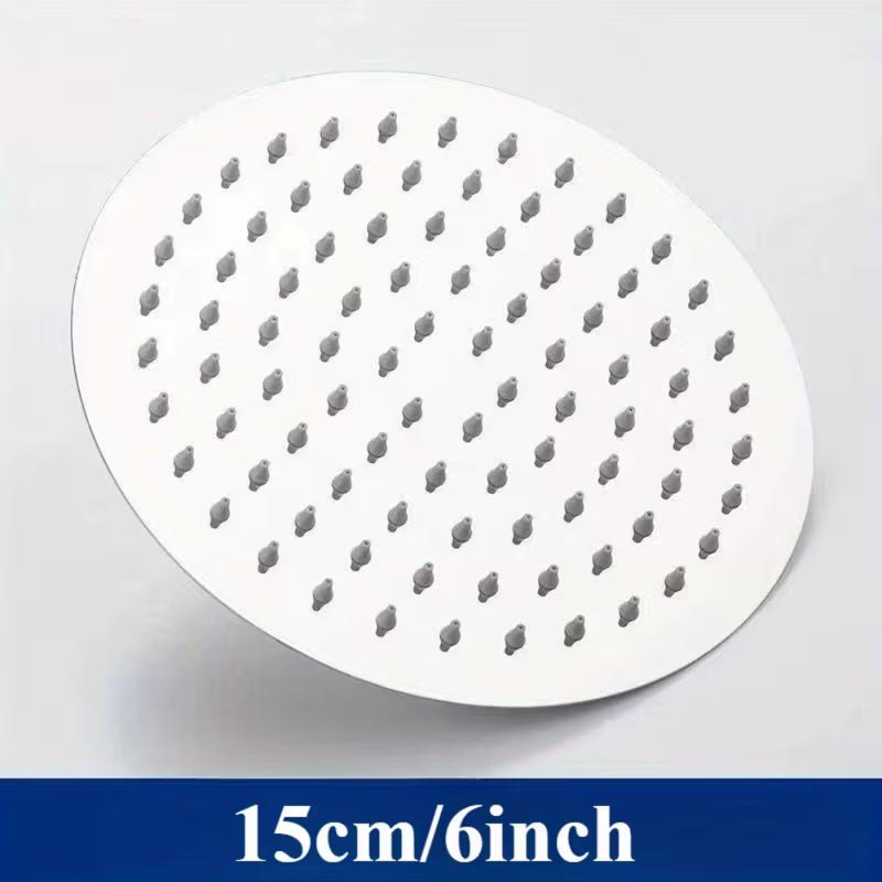 6-Inch Round Shower Head - High Pressure, Water-Saving, Polished Stainless Steel End, Easy Installation for Wall Or Ceiling Mounting, No Electricity Required for Contemporary Bathrooms, Shower Additions for Shower Use Only