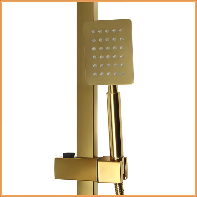 Wall-Mounted Modern Luxury Shower System Suitable for Homes - Brass Wall-Mounted Multi-Flow Shower Set with Adjustable Height Column, 360° Rotatable Top Shower & Handheld Shower