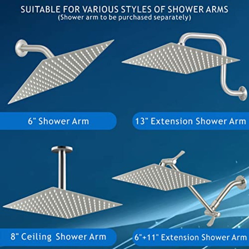 Rain Shower Head with 5'' Shower Arm Stainl Steel High Prure Rainf Shower Head Comfortable Shower Experience Even at Low Water Flow Square Brushed Nickel