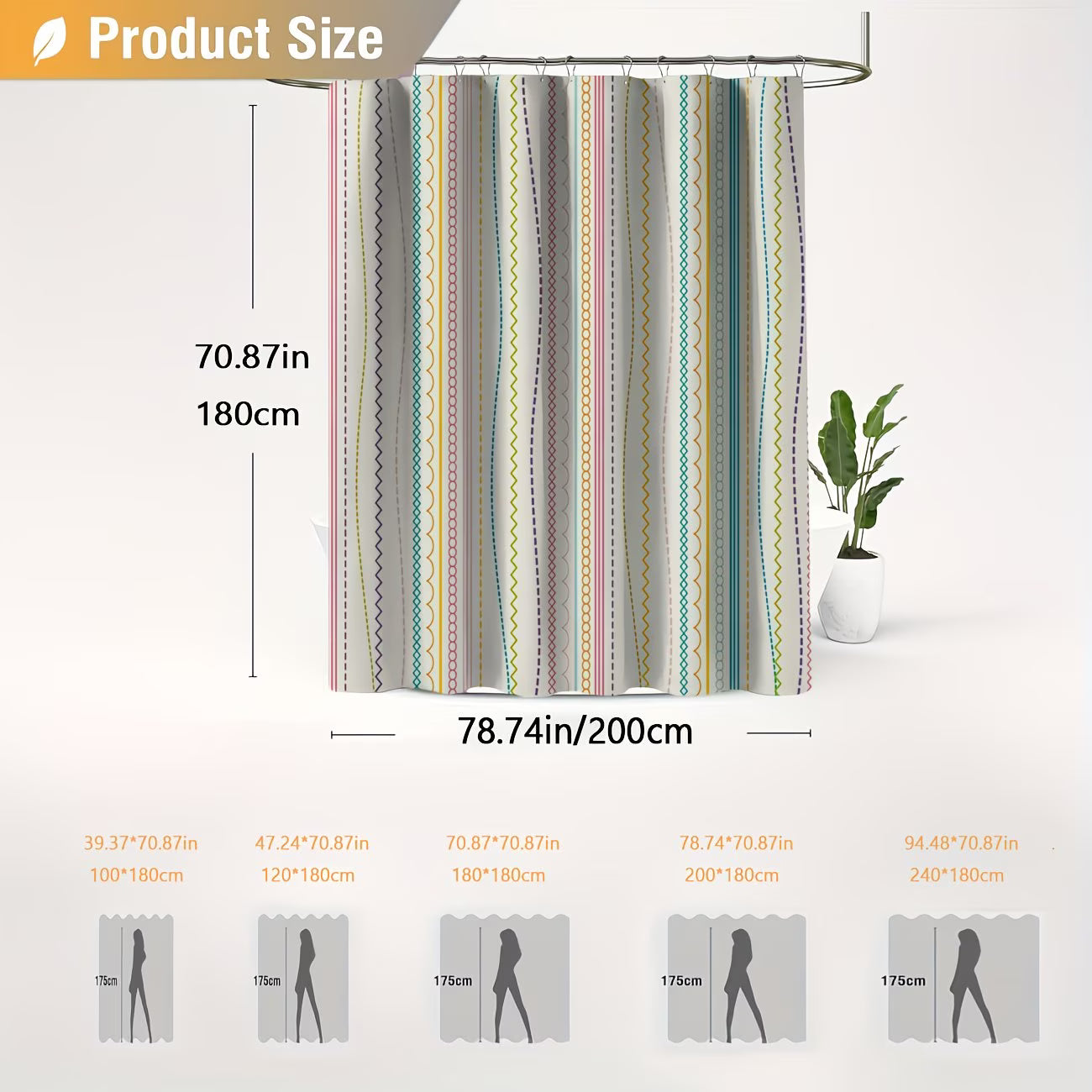 1pc Fashionable striped digital printed shower curtain for bathroom decor and home decoration includes free hooks machine washable made of fourseason., Shower Essentials, Modern Bathroom, Striped Design, Woven Fabric, Durable Material, Bathroom Liner