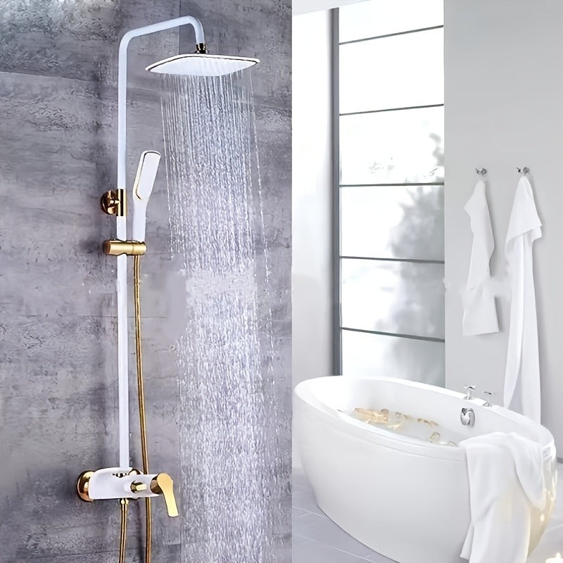 Copper Body Black Golden Shower Pipe with Stainless Steel And Plastic Shower