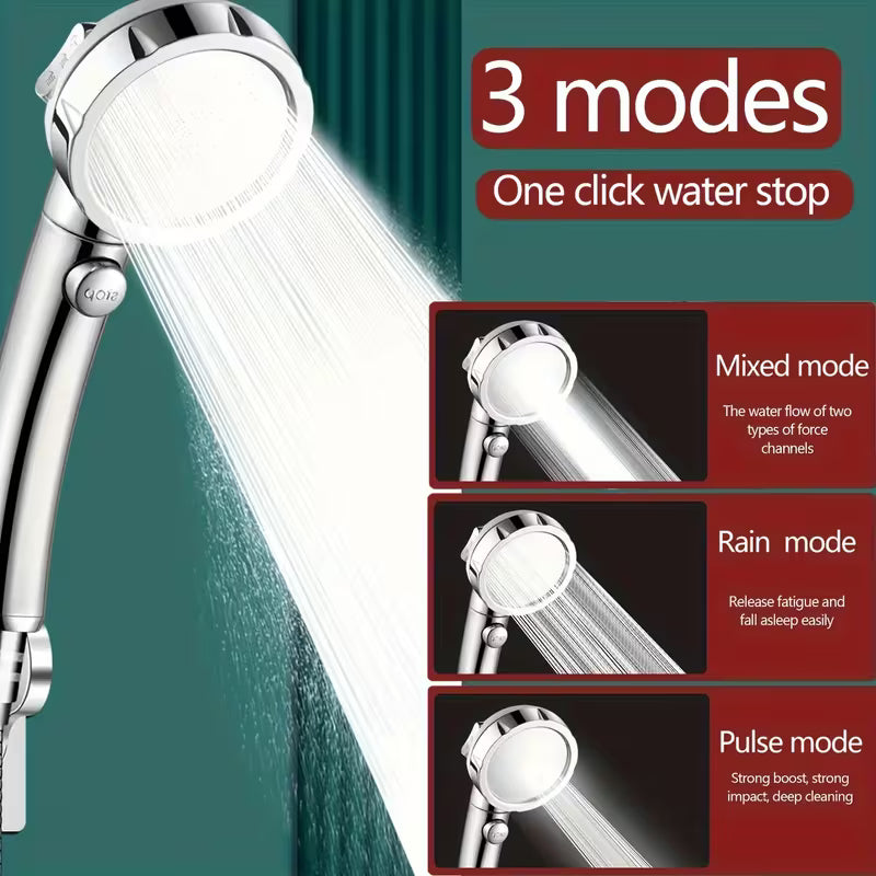 4pcs Set Featuring a silvery Handheld Showerhead with Multiple Spray Modes, Easy to Install And Perfect for Bathroom Upgrades