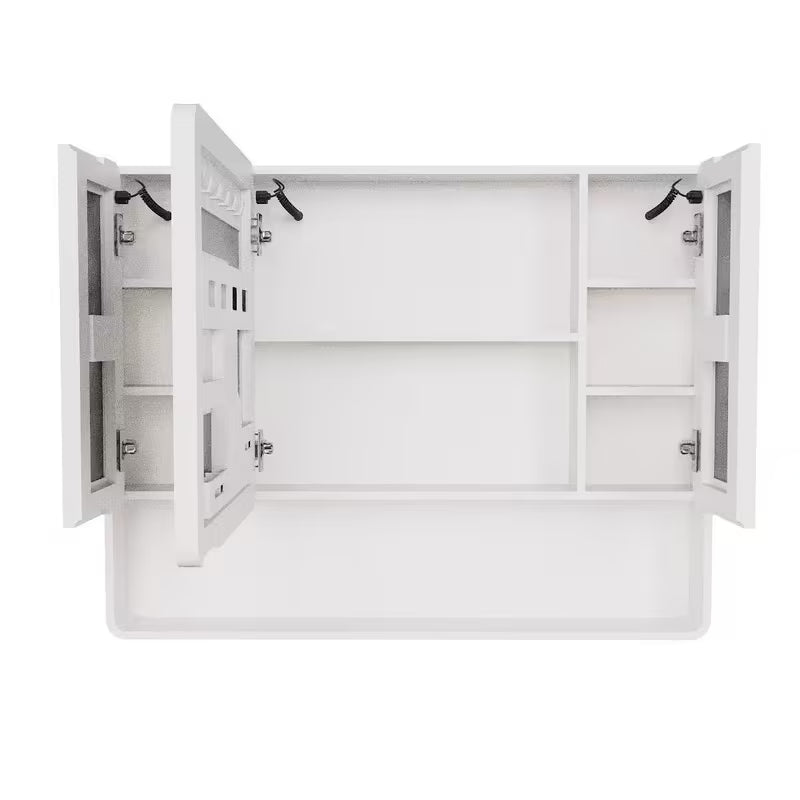 Bathroom Medicine Cabinet with Single-color Warm Light.-fogging, Easy to Install Aluminum-plastic Cabinet.(35.4327.56 Three-Door)