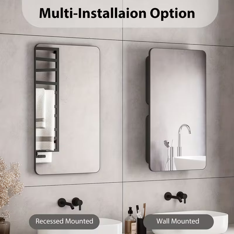 Large Modern Wall-Mounted Medicine Cabinet & Mirror - 20"W x 36"H Bathroom Mirror with Doors & Frame, Adjustable Shelves, Space-Saving Storage Unit, Stainless for or Commercial Use (Easy Installation)