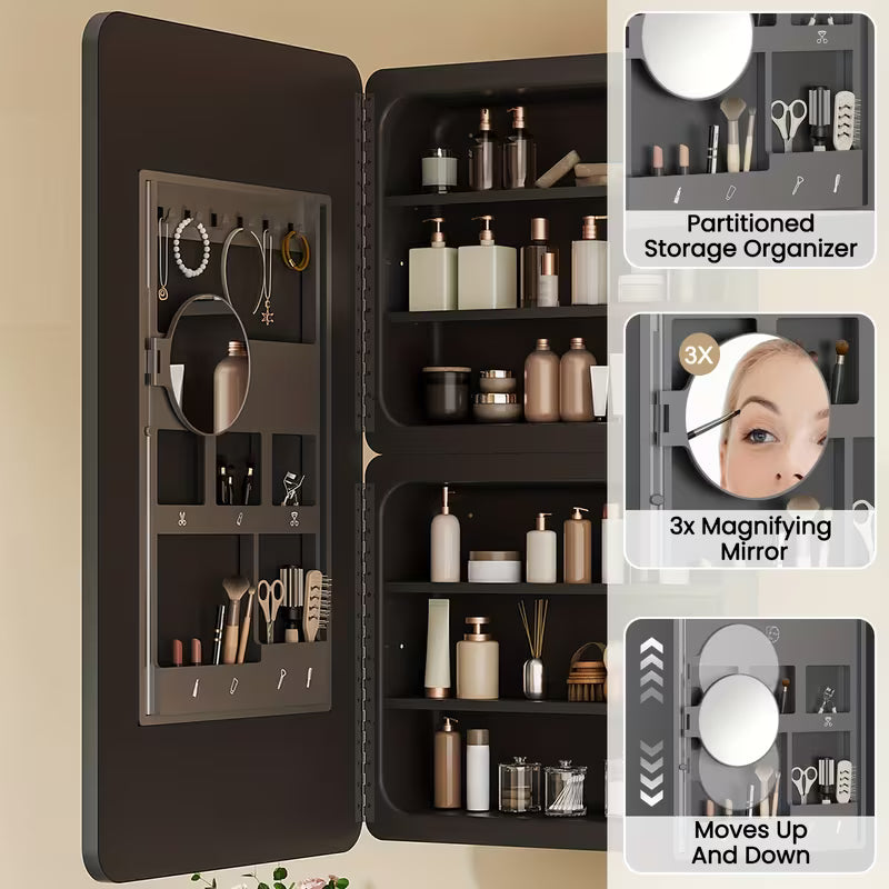 Large Modern Wall-Mounted Medicine Cabinet & Mirror - 20"W x 36"H Bathroom Mirror with Doors & Frame, Adjustable Shelves, Space-Saving Storage Unit, Stainless for or Commercial Use (Easy Installation)