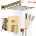Luxury Bathroom Shower Set Featuring a Brushed Golden Wall-Mounted High-Pressure Rain Shower with a Handheld Sprayer, Complete with Valve Body And Finishing Components