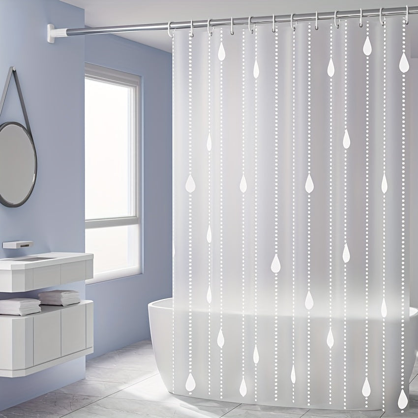 Thick PEVA Shower Curtain Liner with Raindrop Stars Moon & Night Sky Design - Semi-Transparent Bathroom Curtain with Hooks, Adjustable Fit for Bathtub & Shower, Shower Curtain For Bathrooms, Bathroom Decor, Fantasy Theme, Durable Fabric