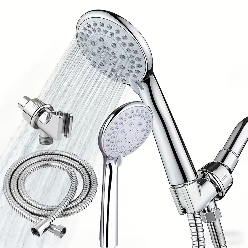 5-Setting Shower Head 3pcs Set: 5-Mode Shower Head + 59.06inch Shower Hose + Universal High-Quality Shower Bracket. Pressurized Water-Saving Shower, ABS Durable Leak-Proof Material, Five Modes with Pressurization, Easy to Install, Convenient to Use