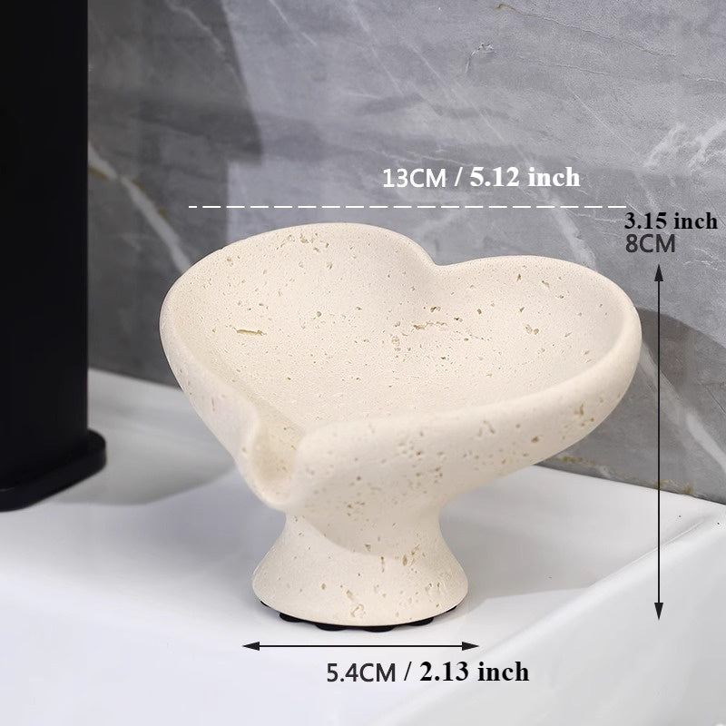 Unique Valentine's Gift Heart Soap Dish, Resin, Holiday Gifting, Bathroom Decor - Heart-Shaped Solid Resin Soap Dish, Unique Design, Trendy & Elegant
