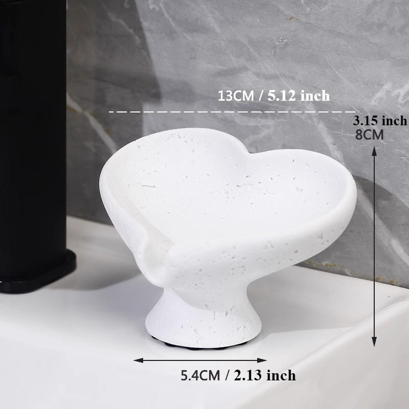 Unique Valentine's Gift Heart Soap Dish, Resin, Holiday Gifting, Bathroom Decor - Heart-Shaped Solid Resin Soap Dish, Unique Design, Trendy & Elegant