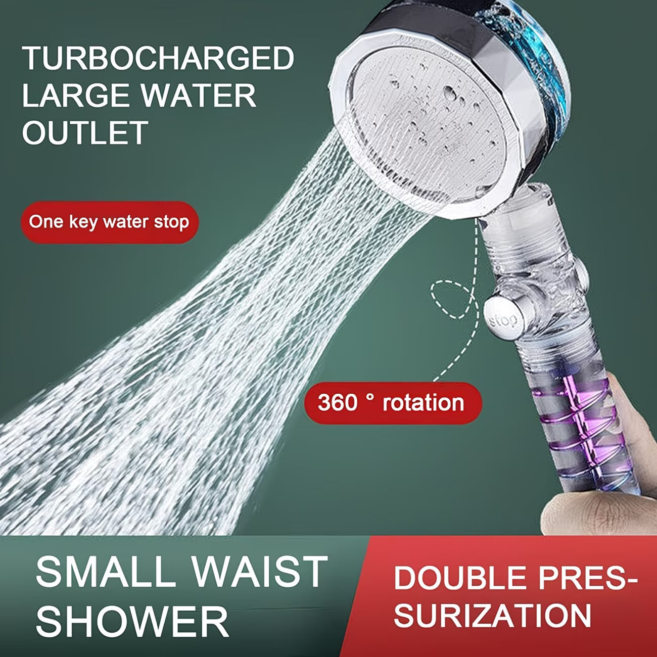 Multi-Functional High-Pressure Shower Head | 6 Modes, One-Click Switch & Water-Saving, Powerful Rain Shower, Large-Sized with Handheld Shower Head, Quick Detachable/Rotating Lock/Cat Feet