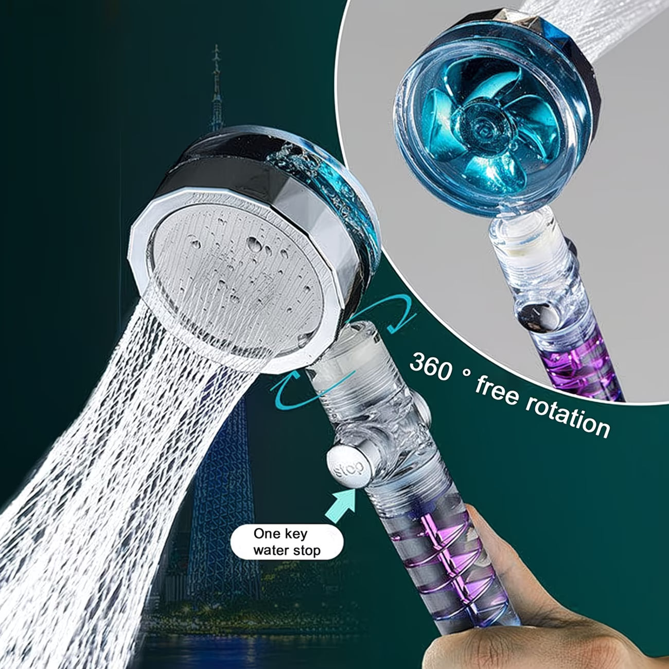 Multi-Functional High-Pressure Shower Head | 6 Modes, One-Click Switch & Water-Saving, Powerful Rain Shower, Large-Sized with Handheld Shower Head, Quick Detachable/Rotating Lock/Cat Feet