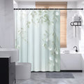 1pc a Stylish Polyester Shower Curtain Featuring a Design of Light Green Leaves And Dark Branches. It Includes No-Drill Super Wide Rings, Is Machine Washable