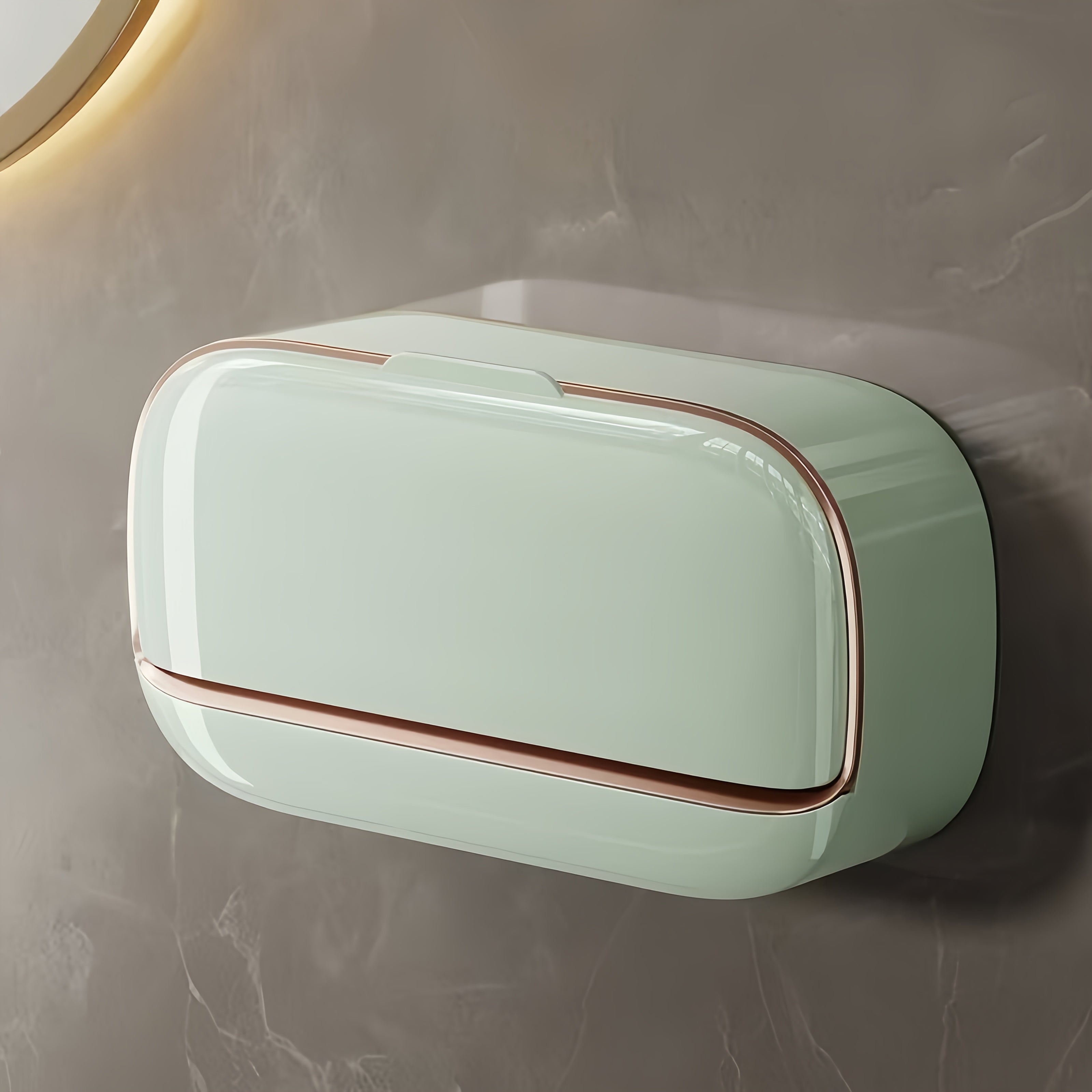 3-Color Light Luxury Wall-Mounted Double Compartment Leak-Proof Soap Dish with Lid and Drip Tray, Suitable for Shower or Kitchen, Keeps Soap Dry and Prevents Water Accumulation, Square No-Drill Bathroom Shelf, Elegant Countertop Wall Decor, 11
