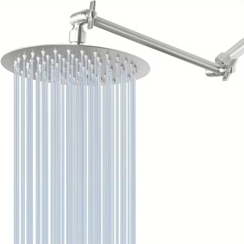 6-Inch Round Shower Head - High Pressure, Water-Saving, Polished Stainless Steel End, Easy Installation for Wall Or Ceiling Mounting, No Electricity Required for Contemporary Bathrooms, Shower Additions for Shower Use Only