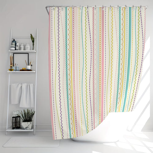 1pc Fashionable striped digital printed shower curtain for bathroom decor and home decoration includes free hooks machine washable made of fourseason., Shower Essentials, Modern Bathroom, Striped Design, Woven Fabric, Durable Material, Bathroom Liner