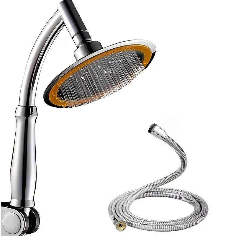 Large Panel Pressurized Top Spray Shower System with Chrome Shower Head & Stainless Steel Hose - High Quality, Leakproof Wall-Mounted Rainfall Shower Fixture, Interface Suitable for Bath, for Bathroom Accessories,for Shower Use Only