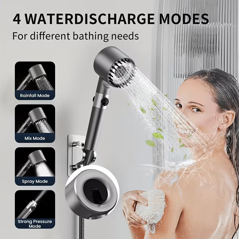 High Pressure Handheld Shower Head, 3 Spray Modes, Built-In Filter System, Turbo Boost Water Flow, Easy Install, Bathroom Upgrade Set