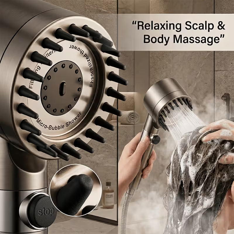 High Pressure Handheld Shower Head, 3 Spray Modes, Built-In Filter System, Turbo Boost Water Flow, Easy Install, Bathroom Upgrade Set